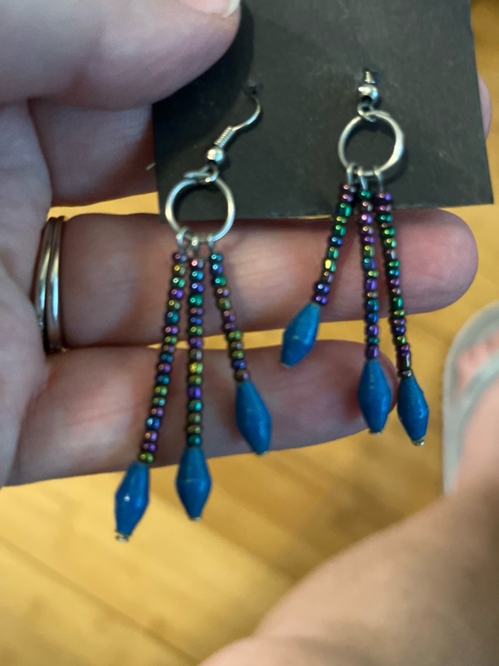 Blue Multicolor Beaded Dangle Earrings - Women's Jewelry 1741